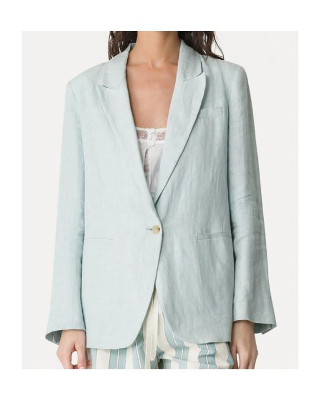 Forte_forte Blue Notched Lapels Single-Breasted Blazer