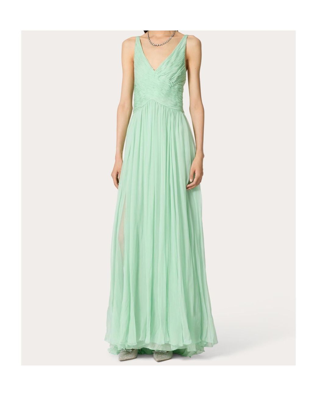Valentino Green Sleeveless Evening Dress