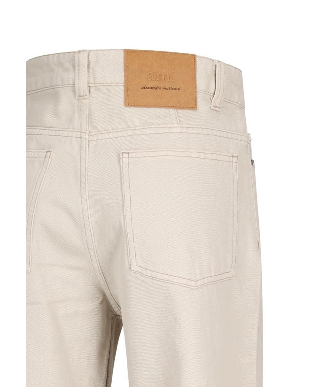 AMI White Logo Patch Jeans