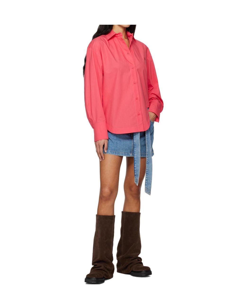 The Attico Pink The Logo Embroidered Shirt