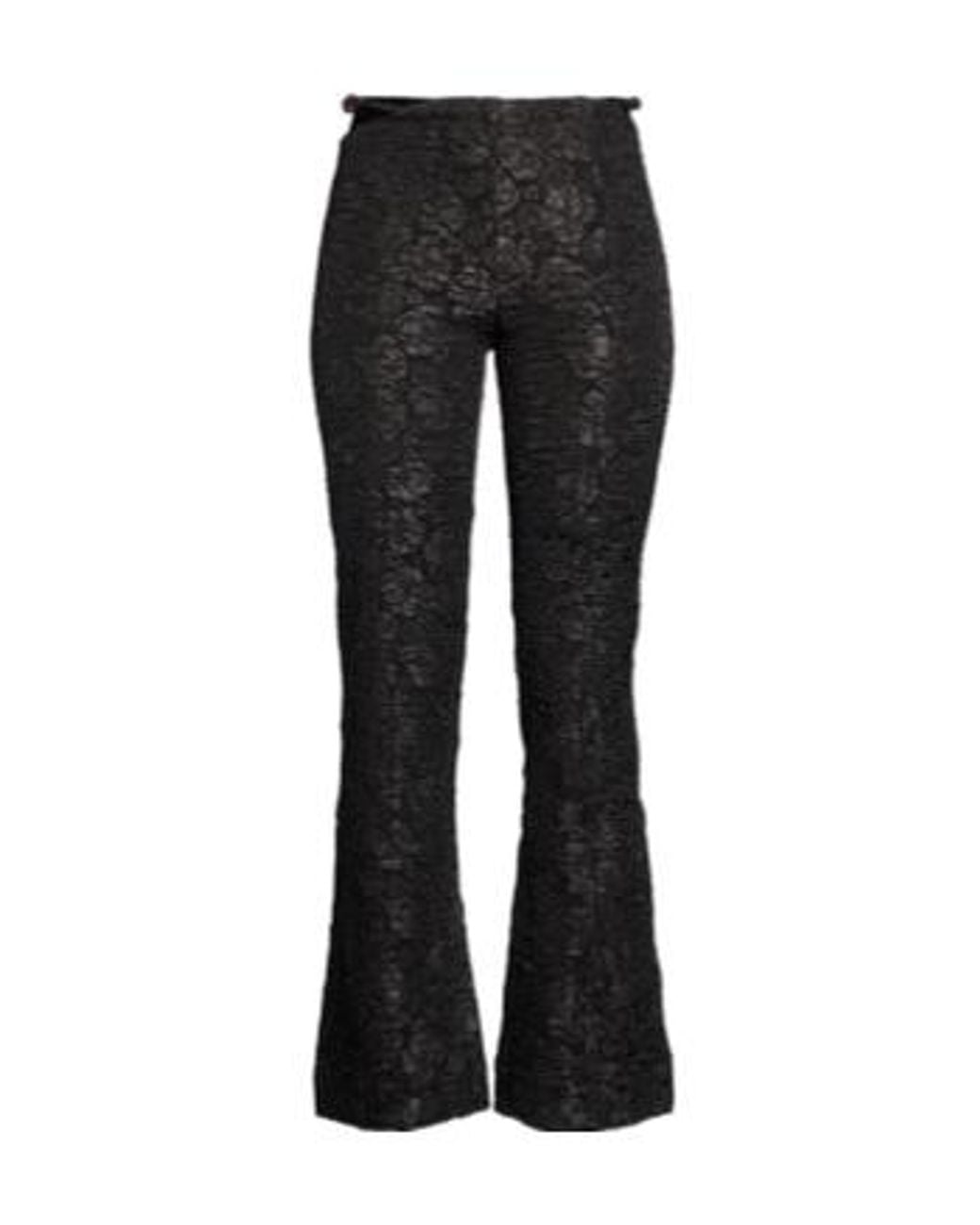 Ganni Black High-Waisted Lace Flared Trousers