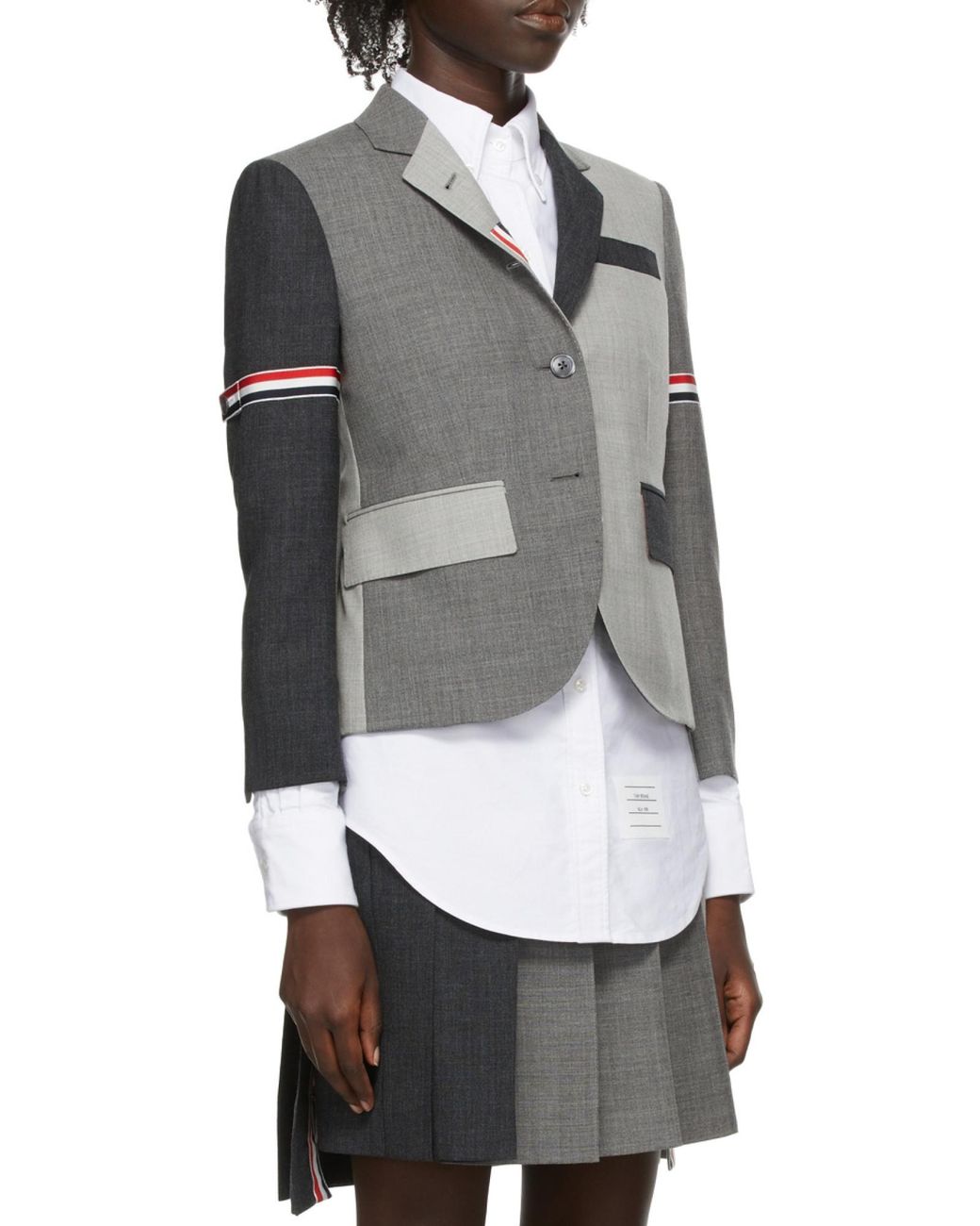 Thom Browne Gray Fun-Mix Panelled Blazer