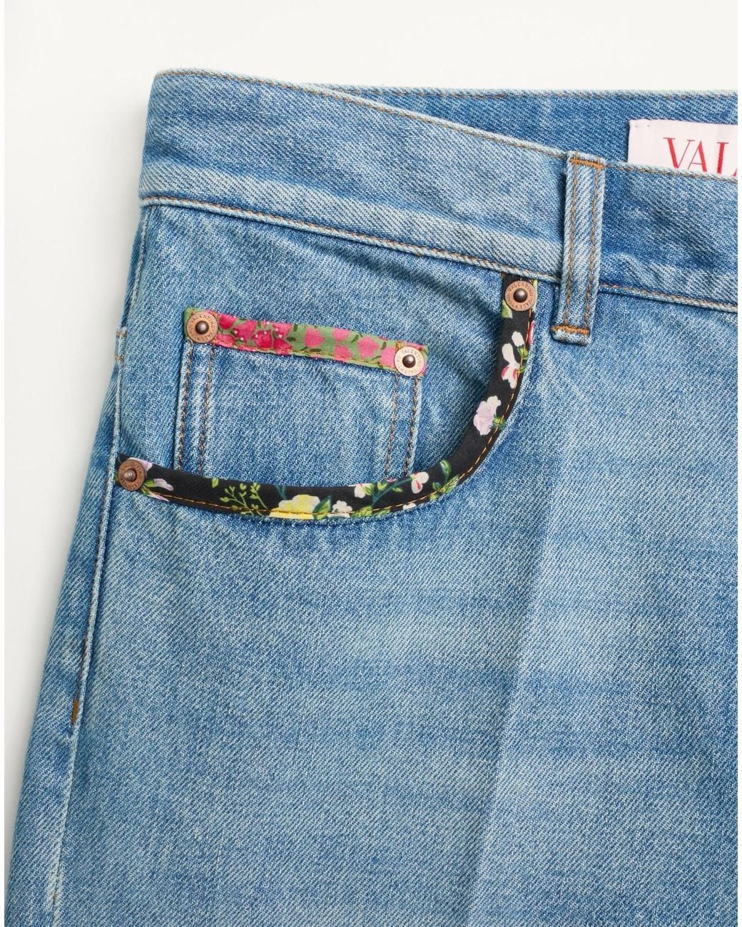 Valentino Blue Logo Patch Boyfriend Jeans