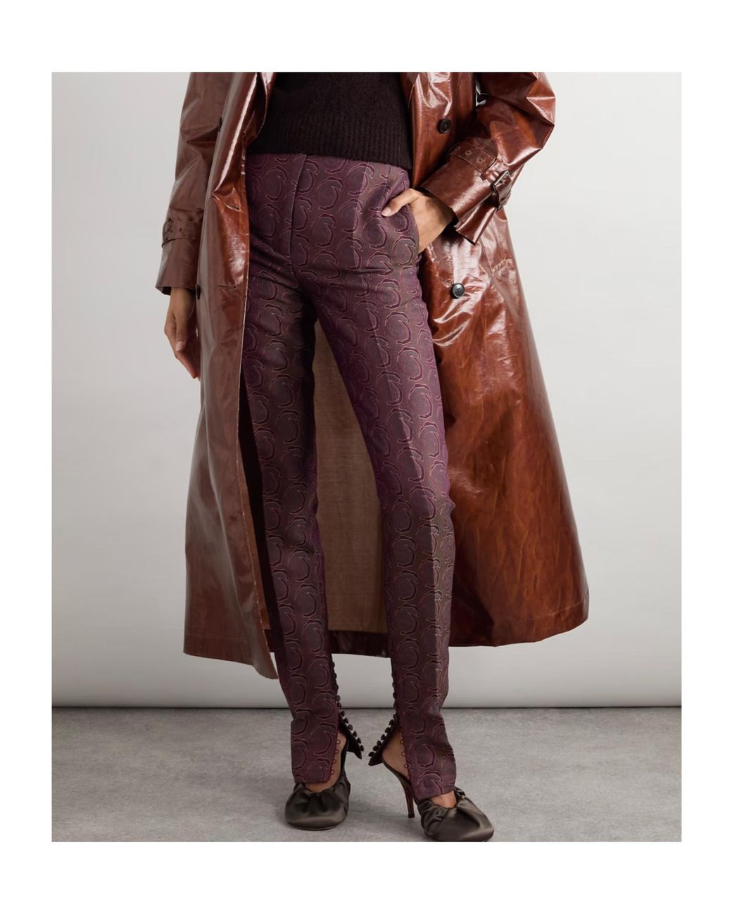 Dries Van Noten Purple Jacquard Skinny Pants