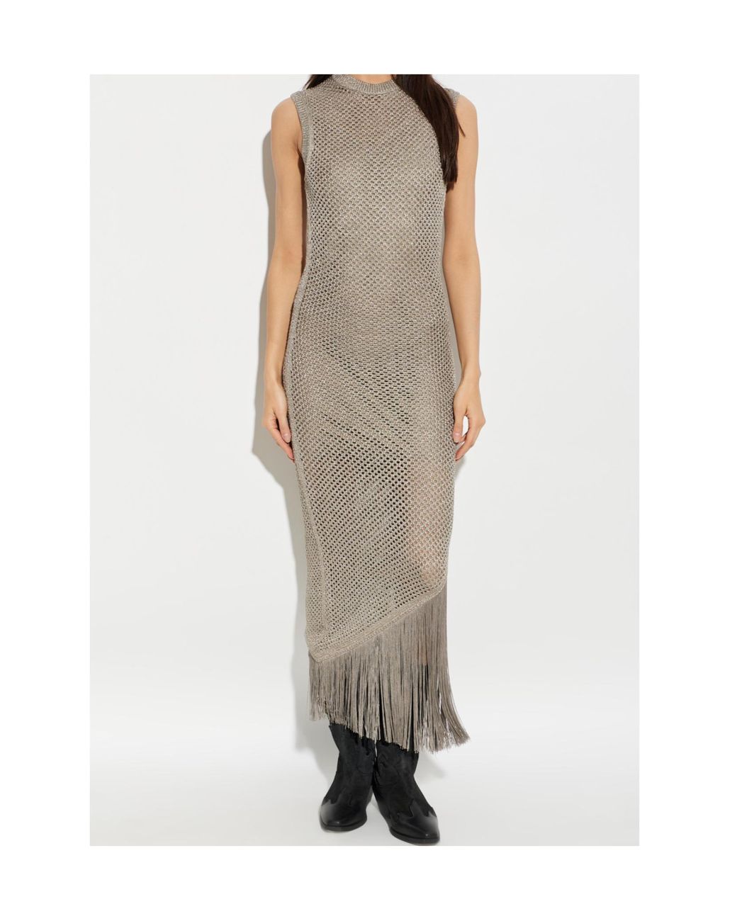AllSaints Natural Jessie Fringed Knitted Dress