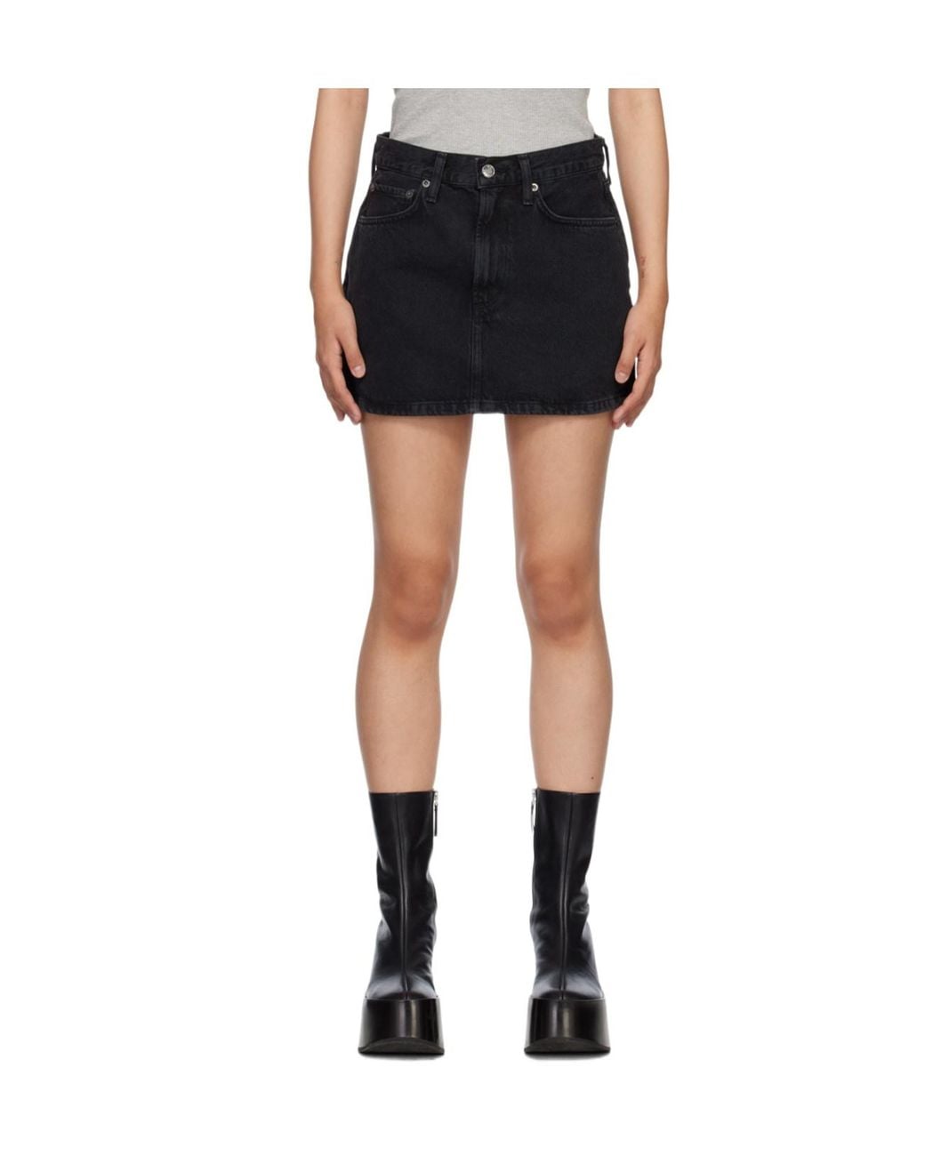 Agolde Black Five-Pocket Mini Skirt