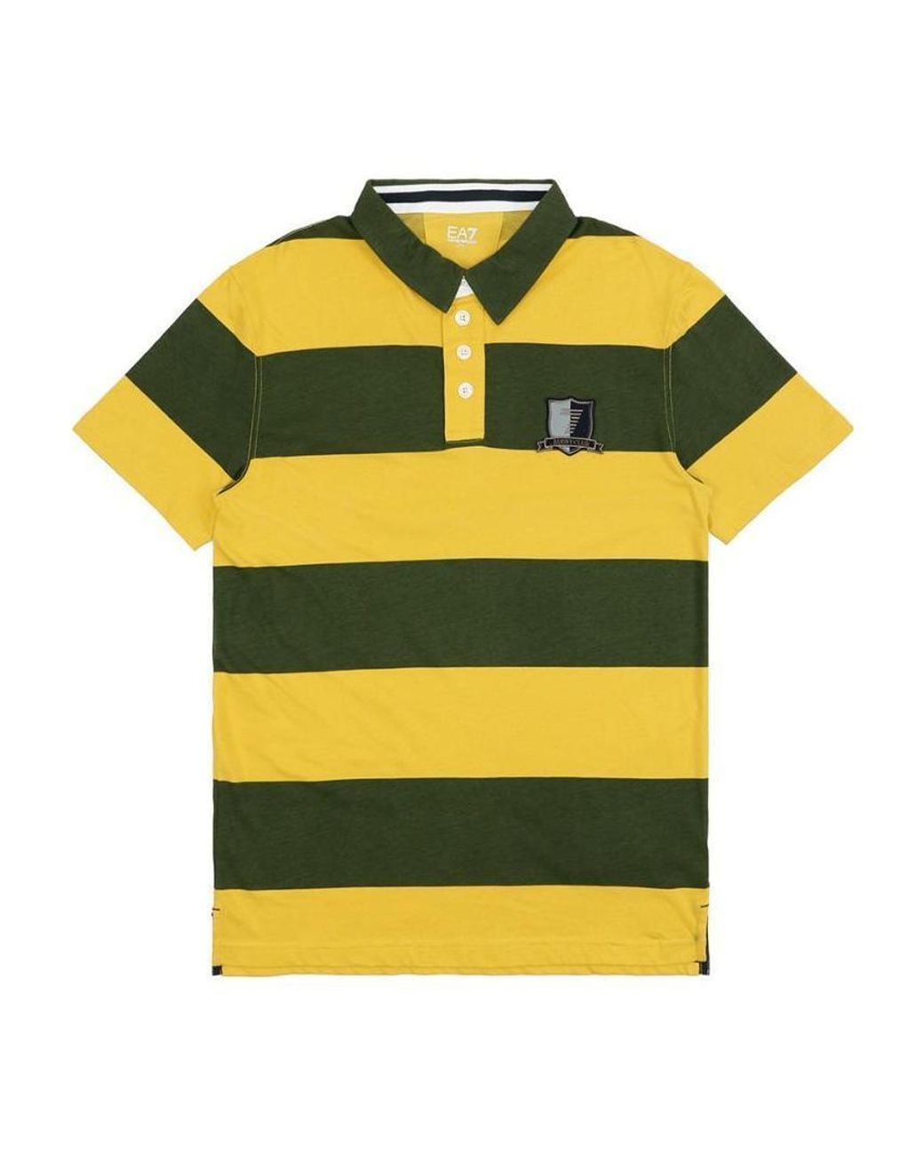 EA7 Yellow Logo Patch Polo Shirt for men