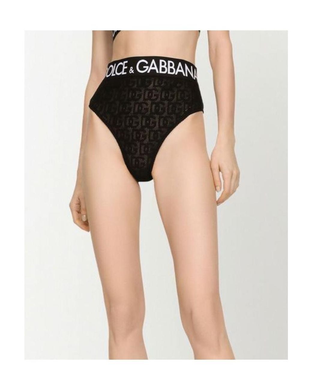 Dolce & Gabbana Black High Waist Logo Waistband Briefs