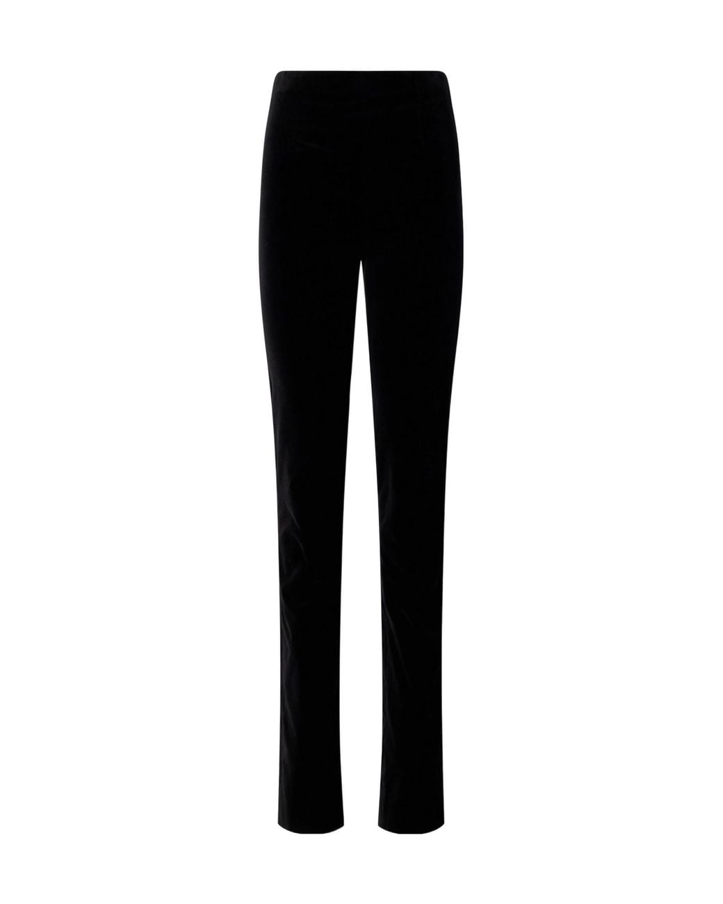 Khaite Black Wool-Blend Velvet Straight-Leg Pants
