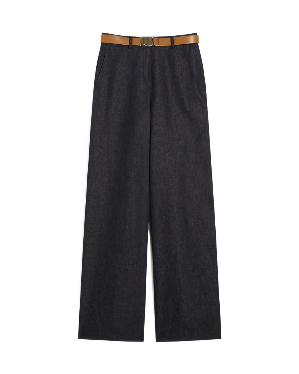 Max Mara Black Studio Murge Belted Wide Leg Trousers