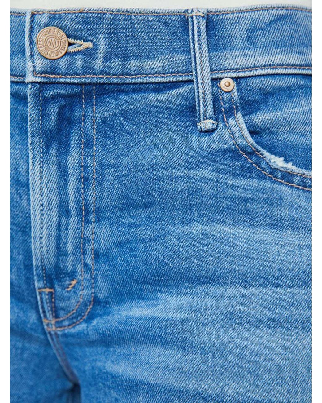 Mother Blue Denim Trousers With Belt Loops