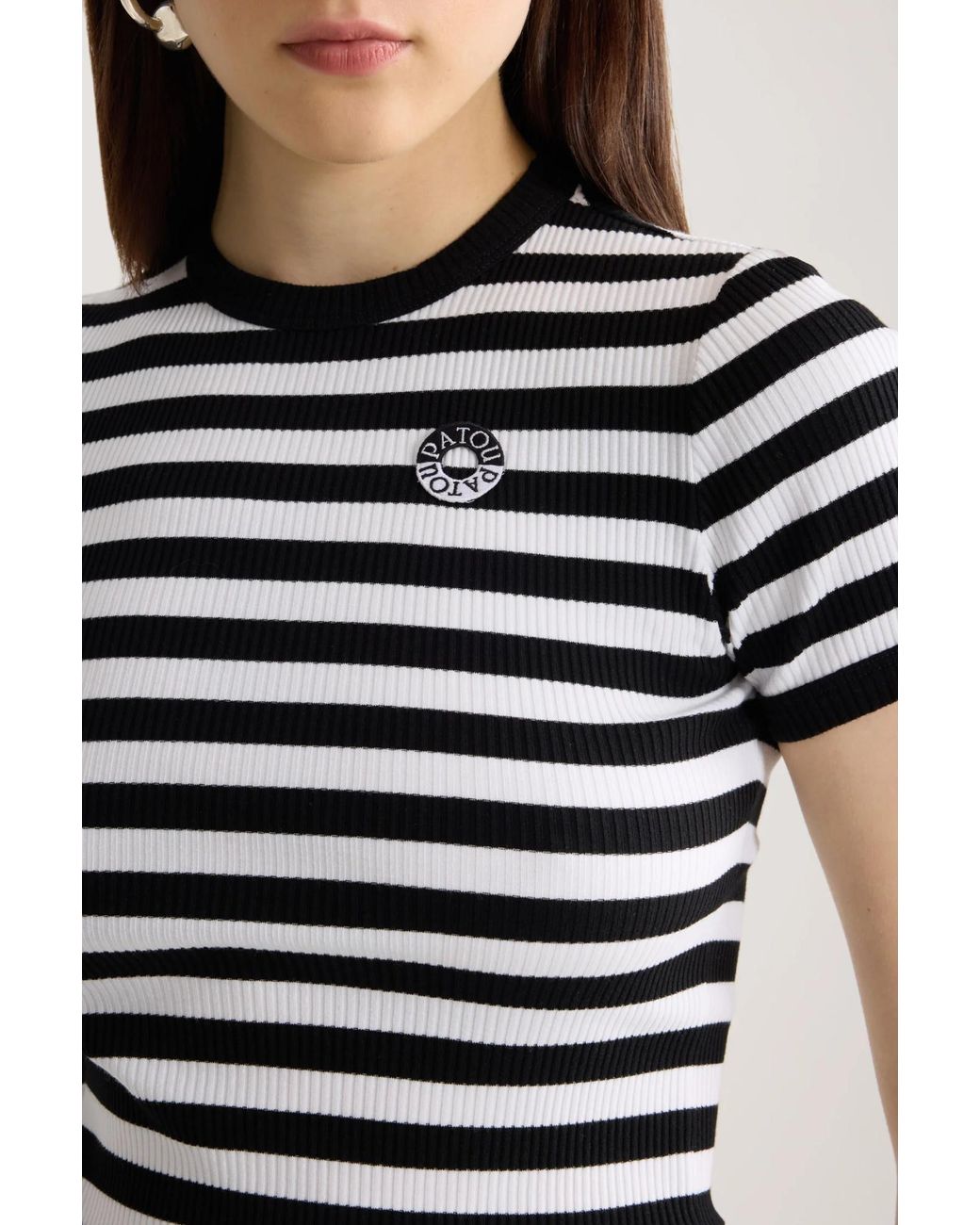 Patou White Ribbed Striped T-Shirt