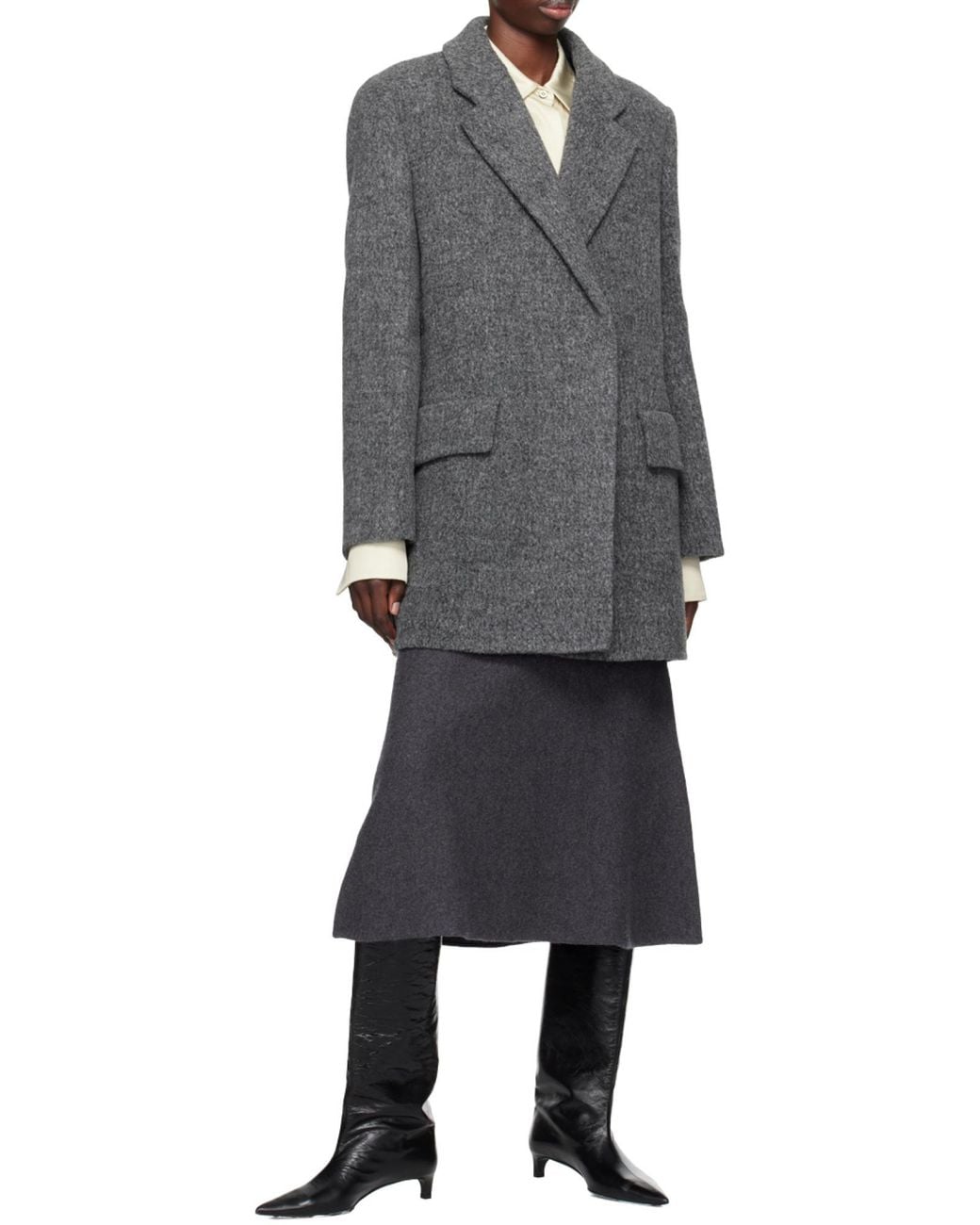 Jil Sander Gray Mélange-Effect Felted Blazer