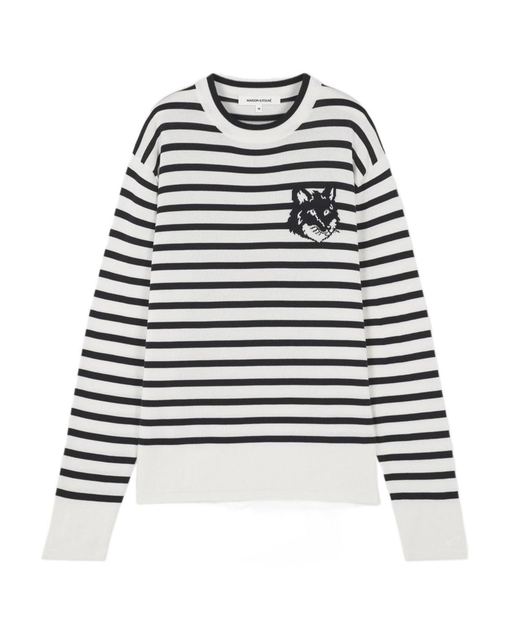 Maison Kitsuné White Maison Kitsuné Fox Head Intarsia Striped Jumper for men