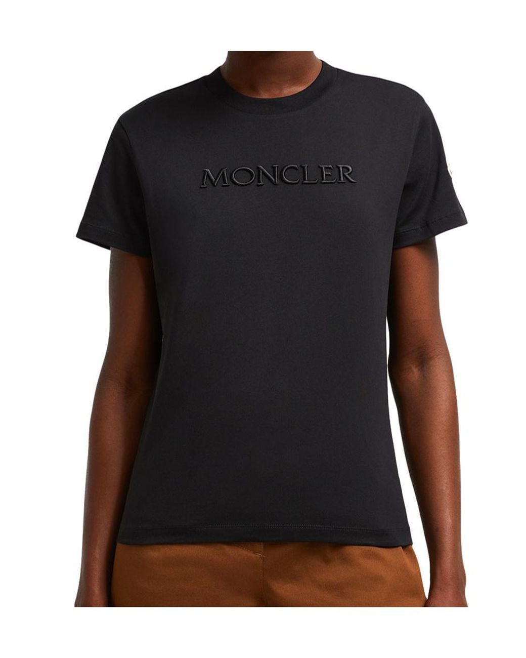Moncler Black Logo Embroidered Crewneck T-Shirt