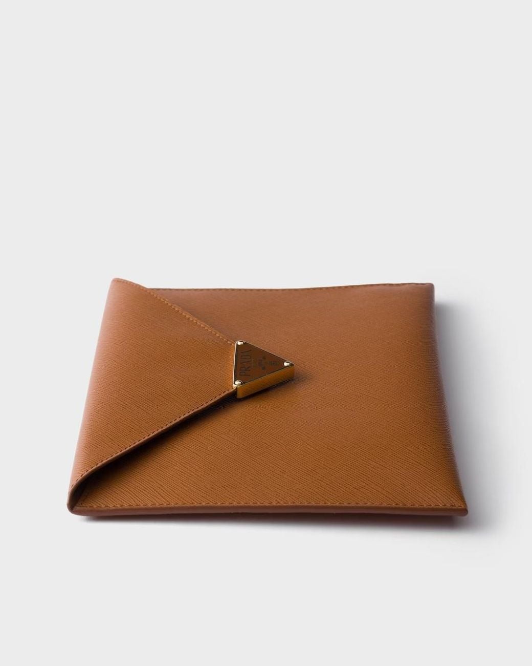 Prada Brown Saffiano Envelope Clutch