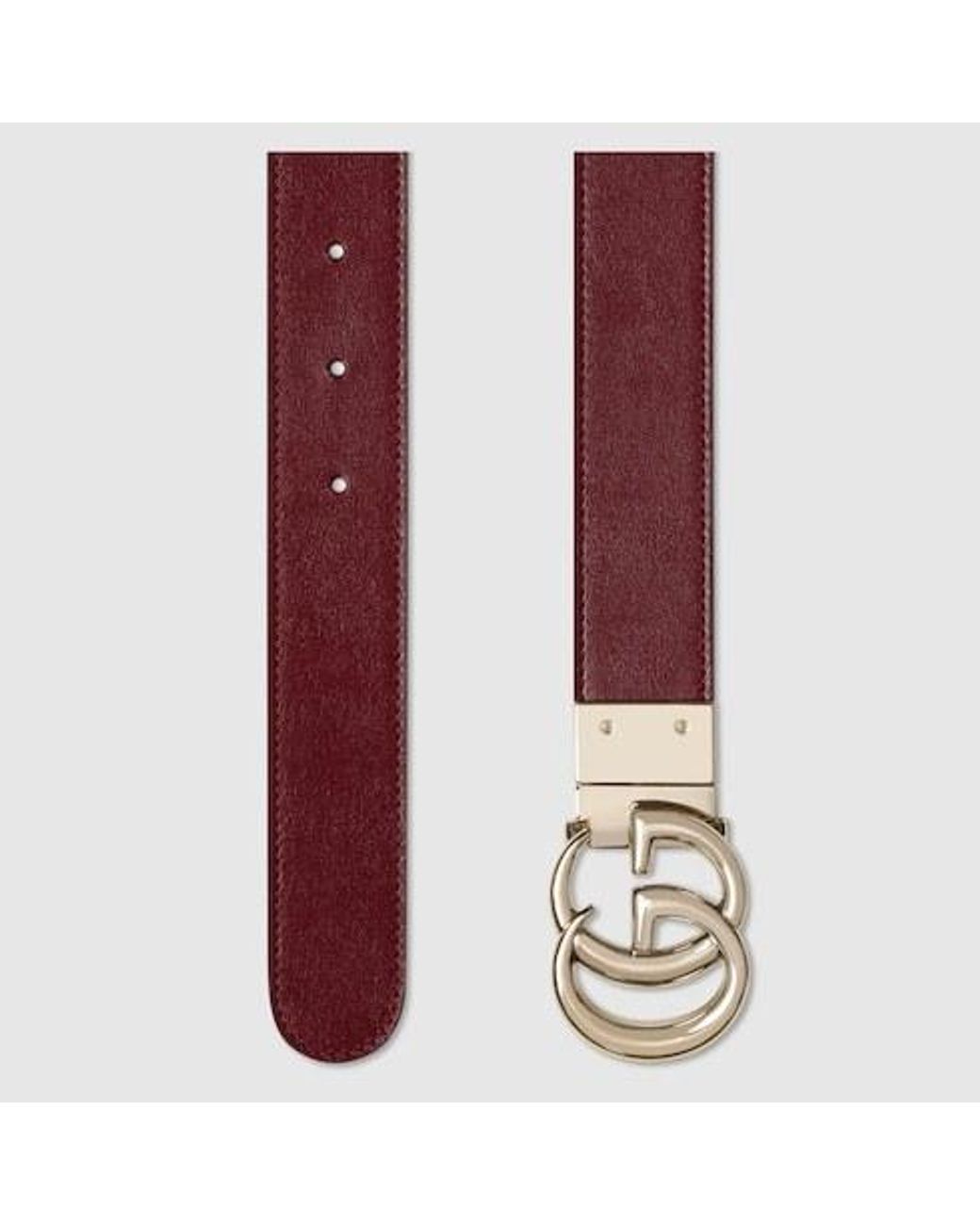 Gucci White Reversible Gg Marmont Wide Belt