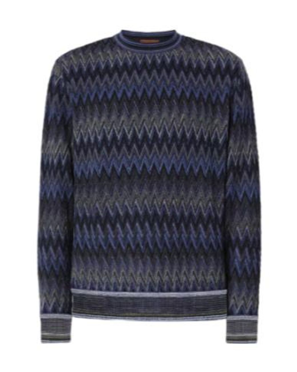 Missoni Blue Zigzag Knitted Jumper for men