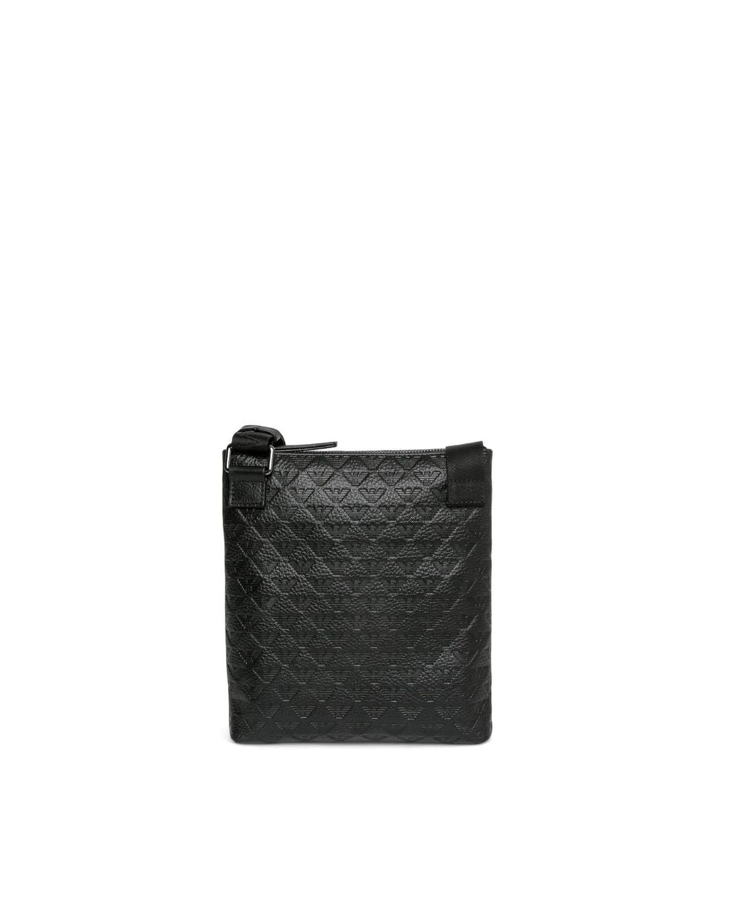 Emporio Armani Black Logo Embossed Messenger Bag for men