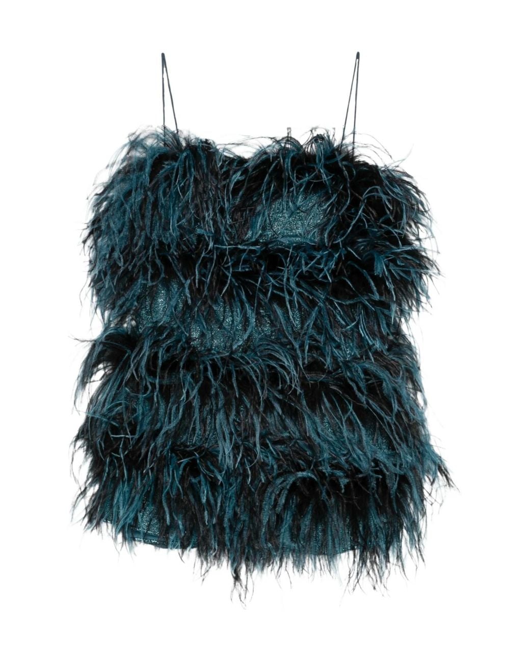 Oseree Green Oséree Plumage Feather Mini Dress