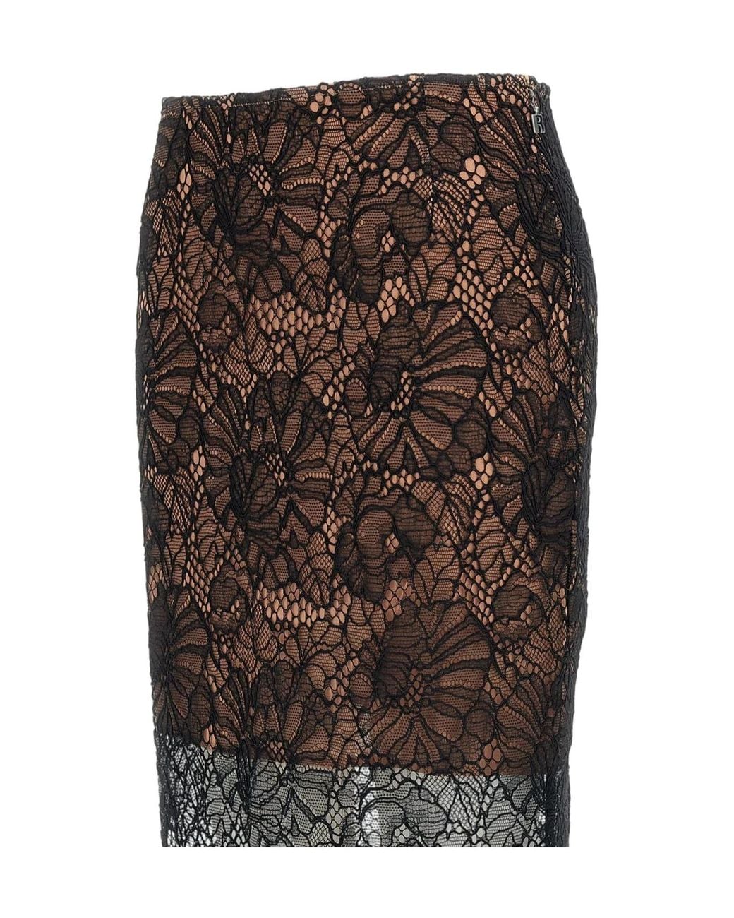 ROTATE BIRGER CHRISTENSEN Brown Lace Midi Skirt