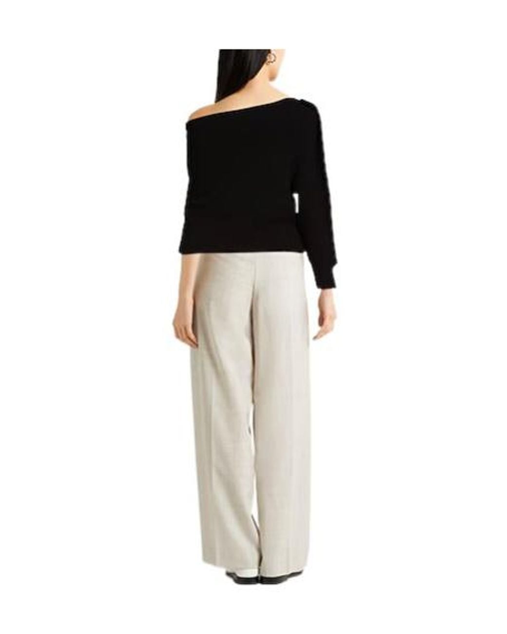 Max Mara Black Solid Color Knit One-Shoulder Top