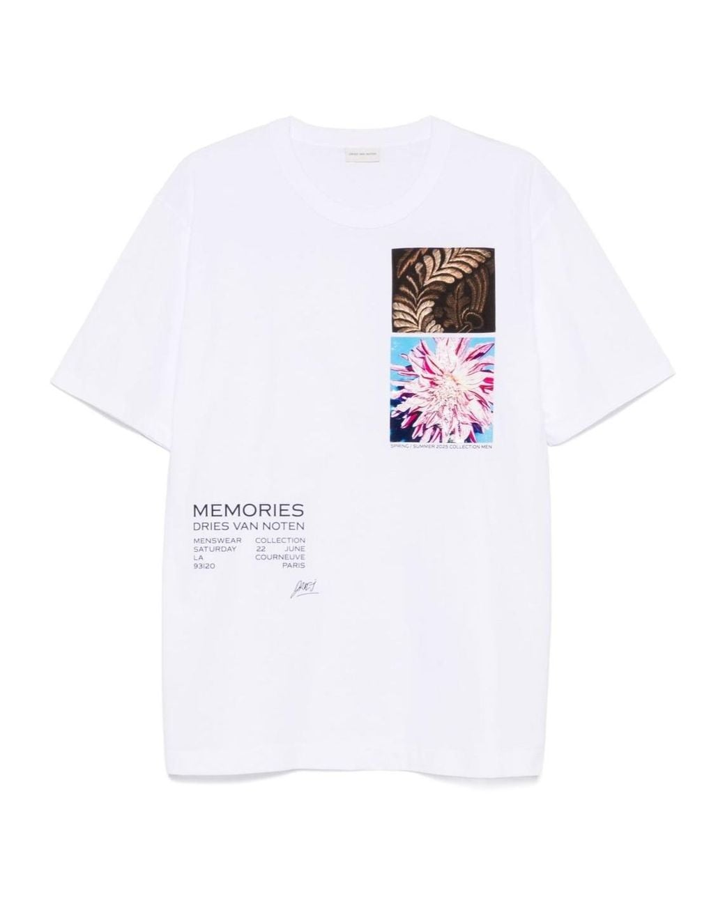 Dries Van Noten White Graphic-Printed Crewneck T-Shirt for men