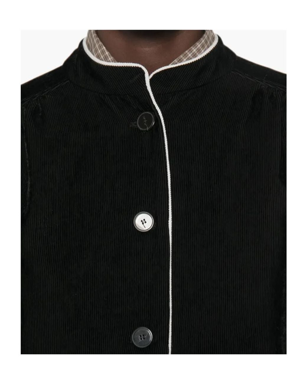 Forte_forte Black Casual Jacket With Corduroy Piping
