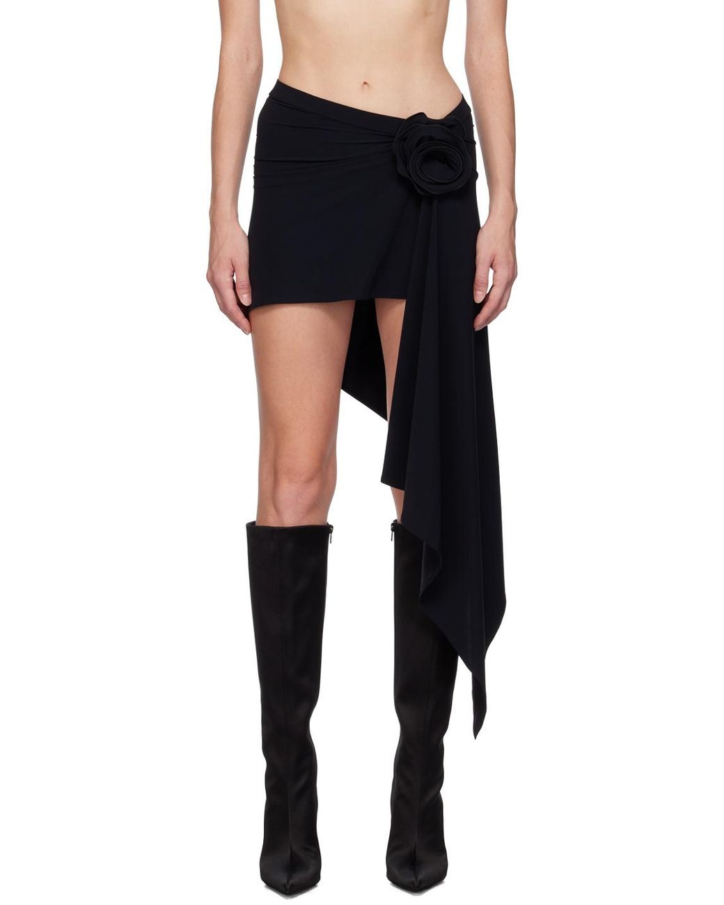 Magda Butrym Black Asymmetrical Draped Swim Skirt