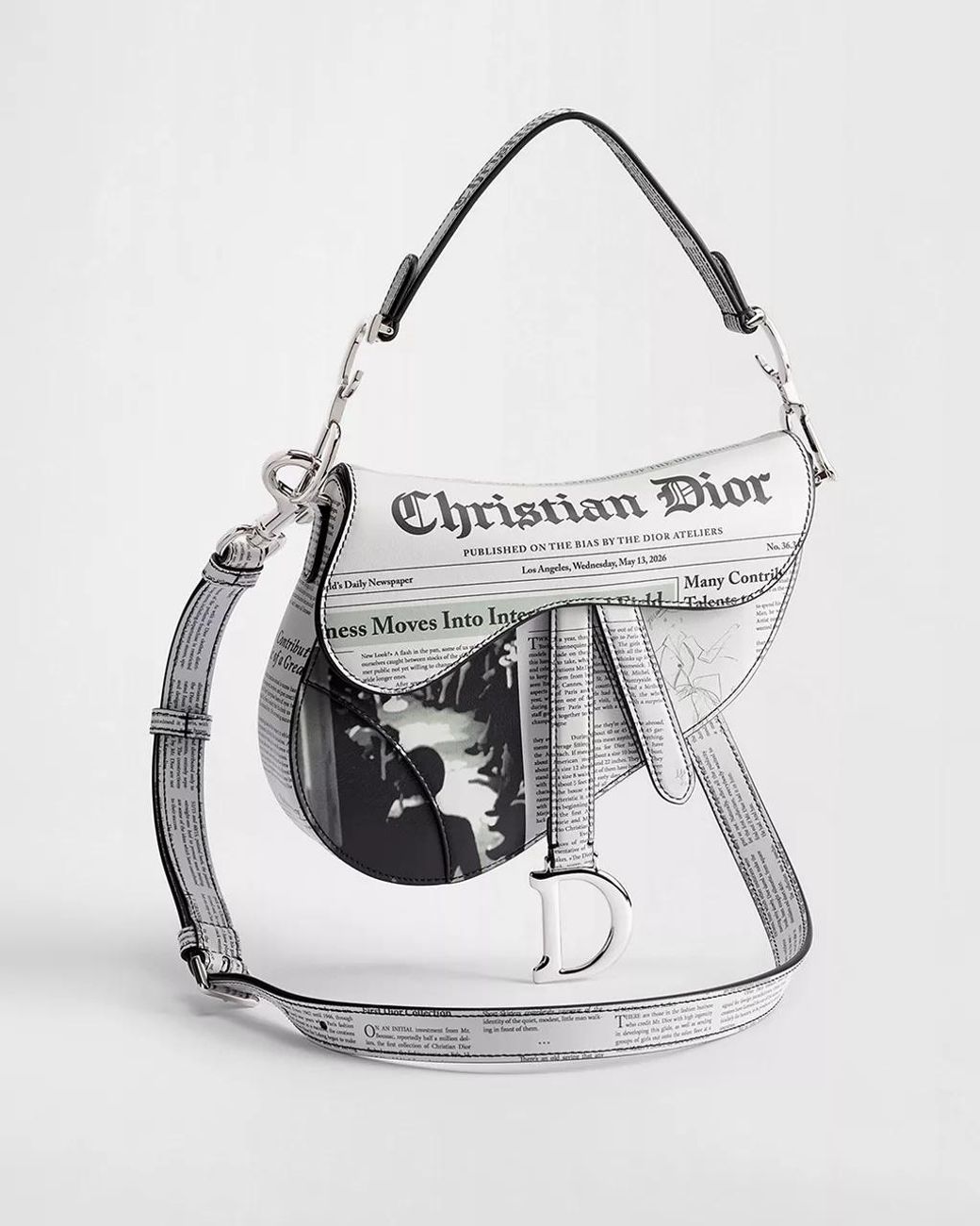 Dior White Small Saddle Bag With Strap