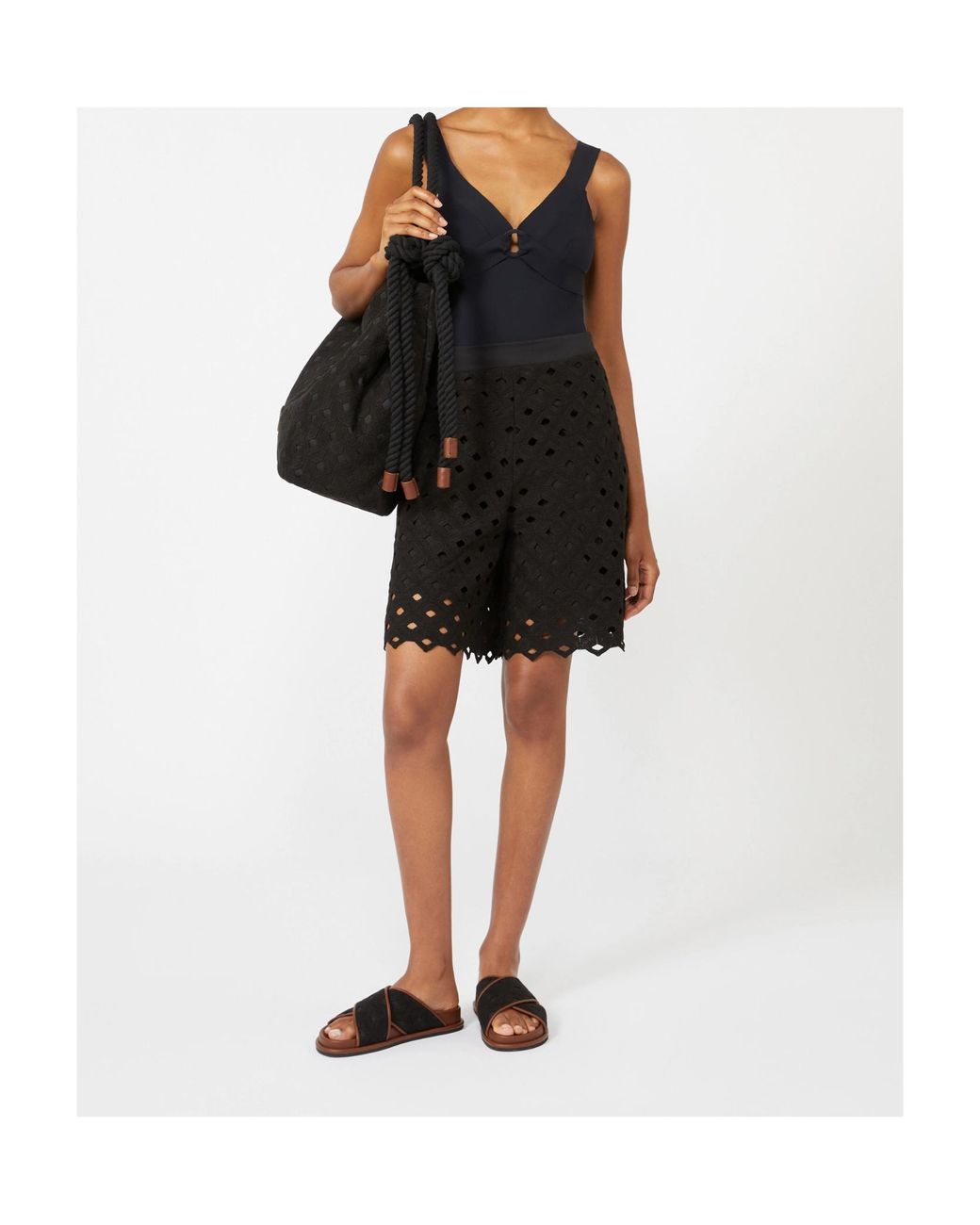 Max Mara Black Eyelet Shorts