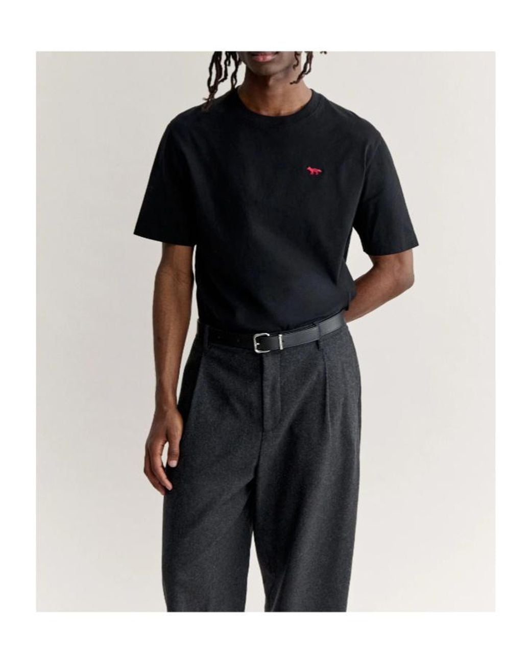 Maison Kitsuné Black Profile Fox Patch T-Shirt for men