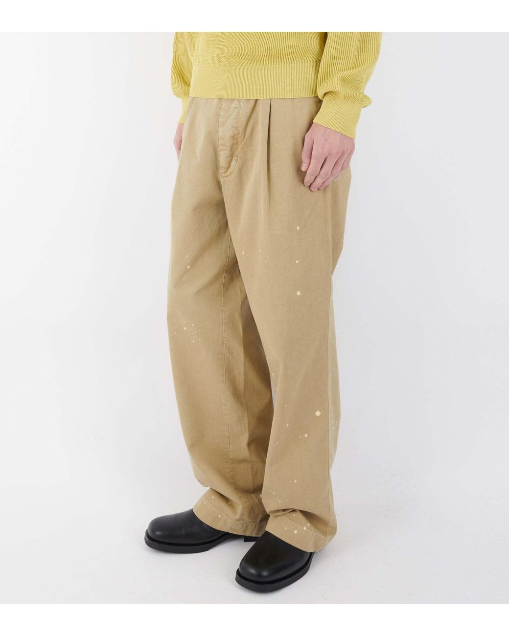 Auralee Natural Paint-Splatter Straight Leg Pants for men