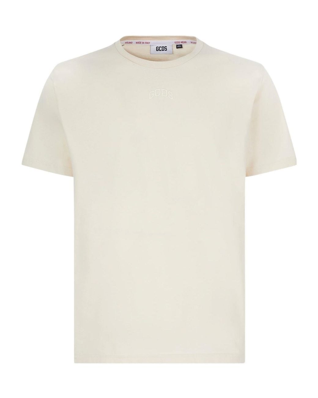 Gcds White Logo-Embroidered Cotton T-Shirt for men