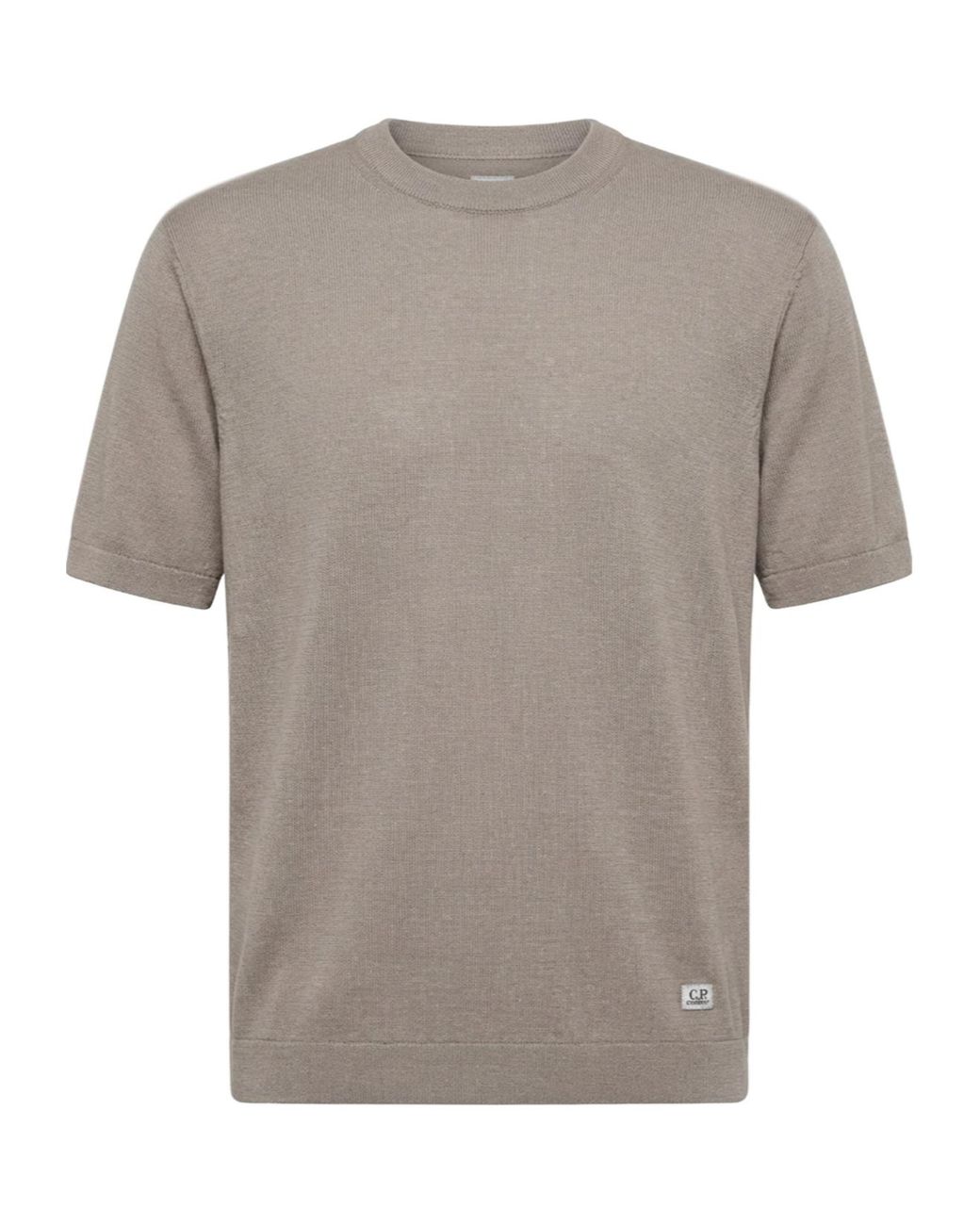 C P Company Gray Logo Patch Crewneck T-Shirt for men
