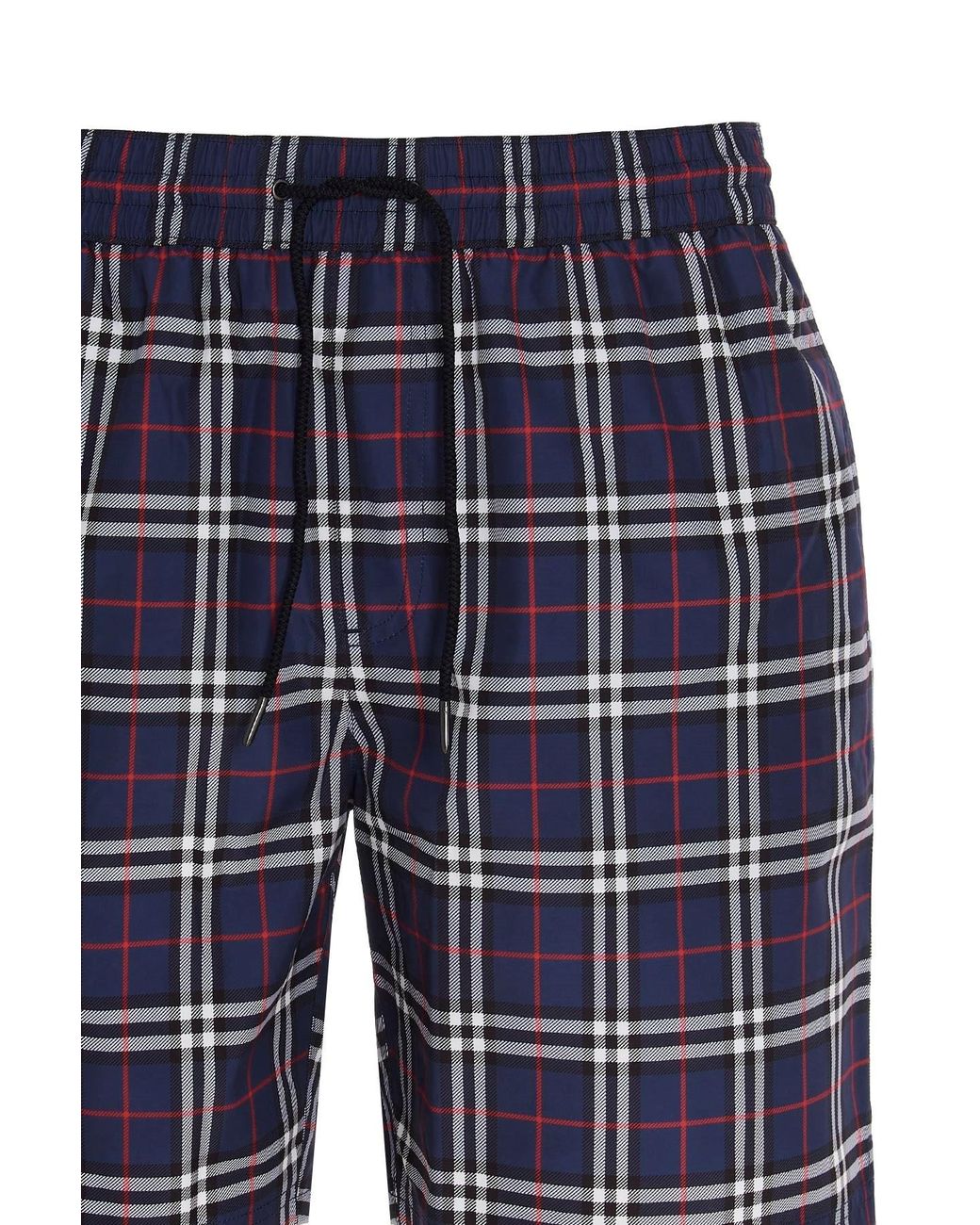 Burberry Blue Check Drawcord Swim Shorts for men