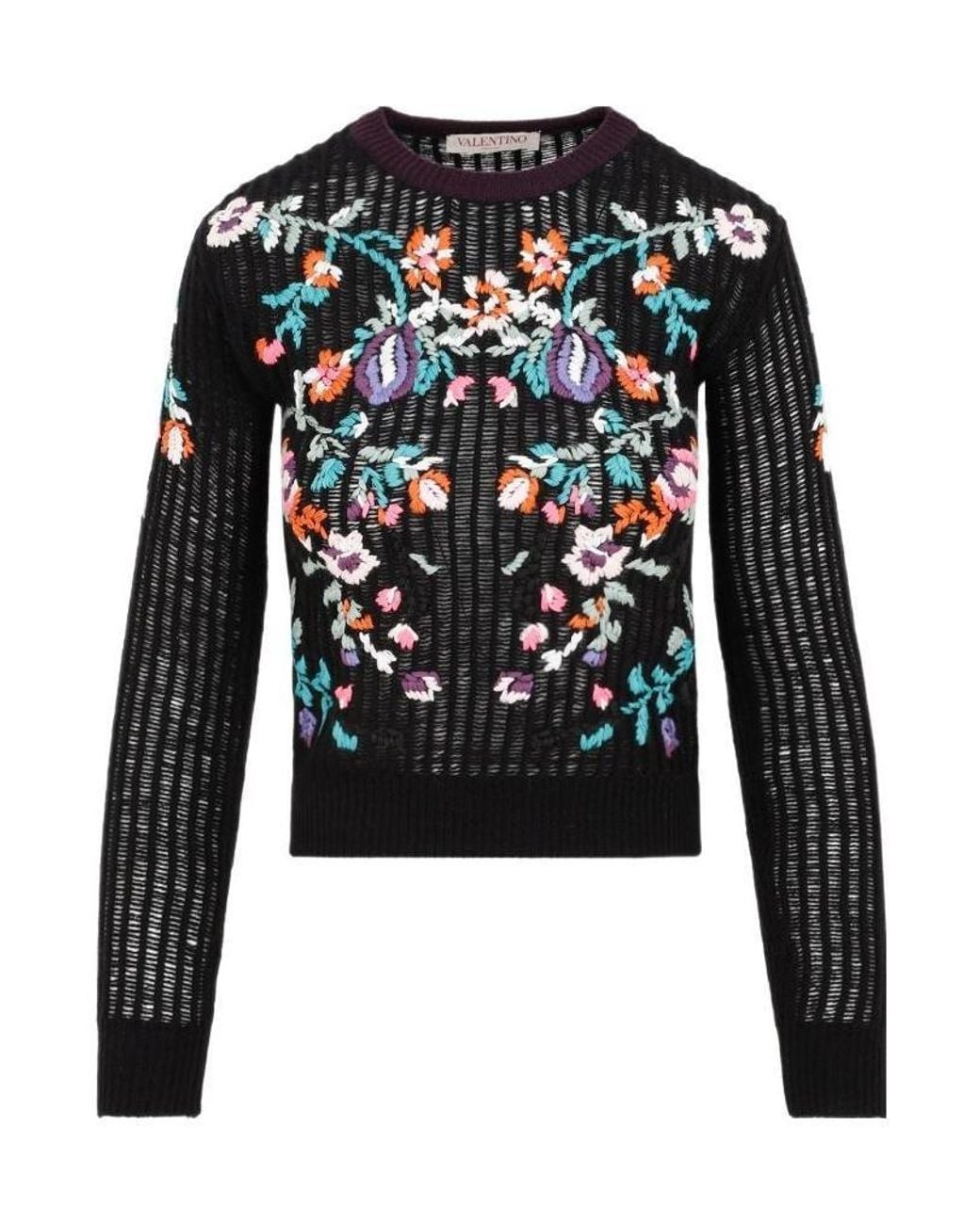 Valentino Black Embroidered Logo Pullover