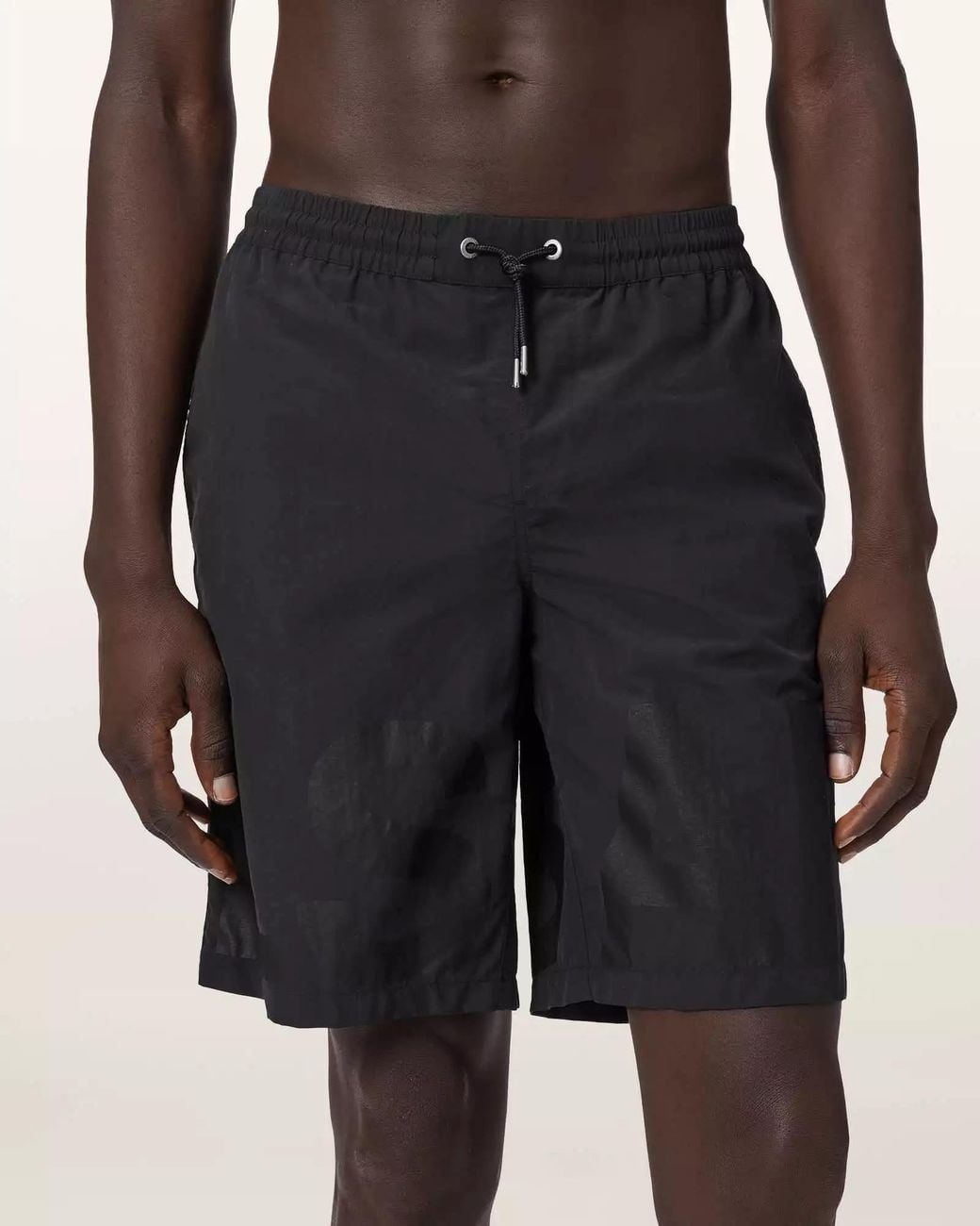 AllSaints Black Largeletter Drawstring Swim Shorts for men