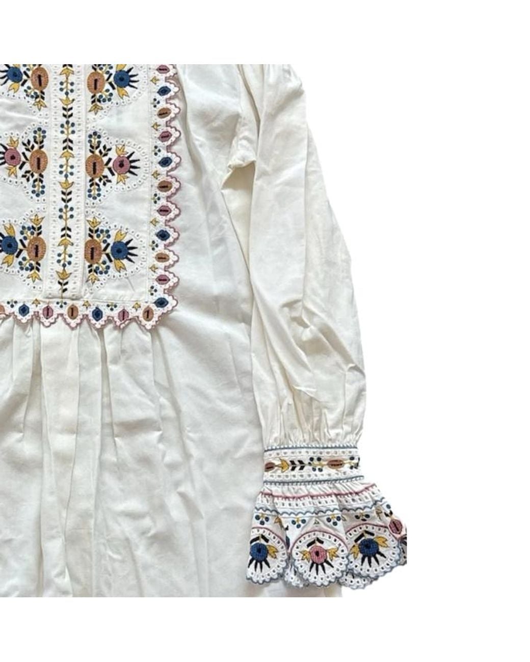 Isabel Marant White Isabel Marant Étoile Embroidered Long-Sleeve Dress