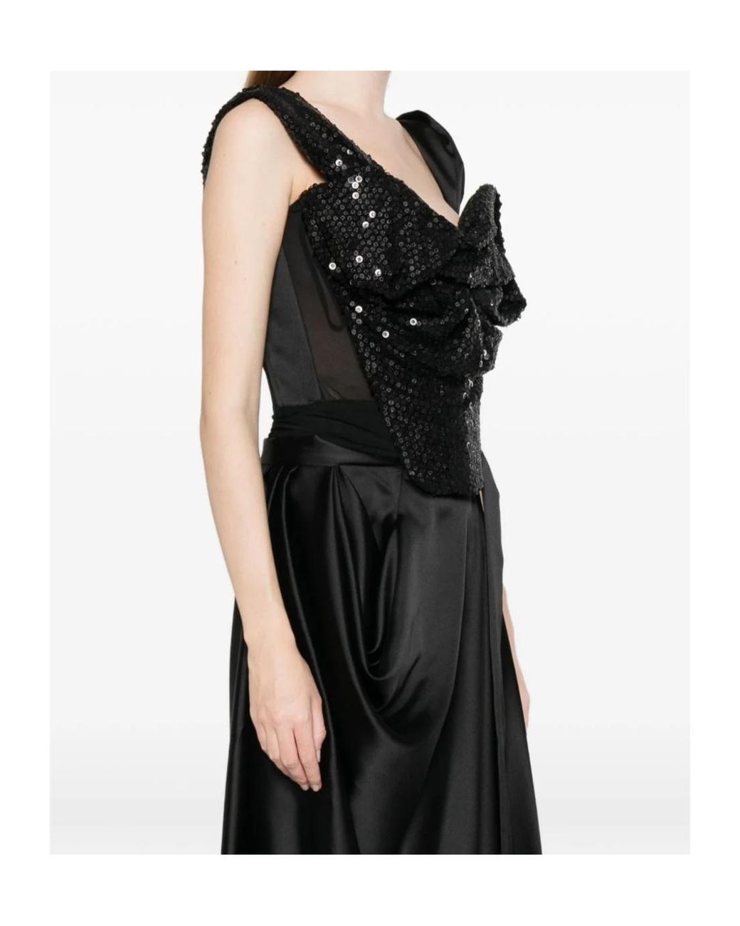 Vivienne Westwood Black Knot Sequin Embellished Corset Top