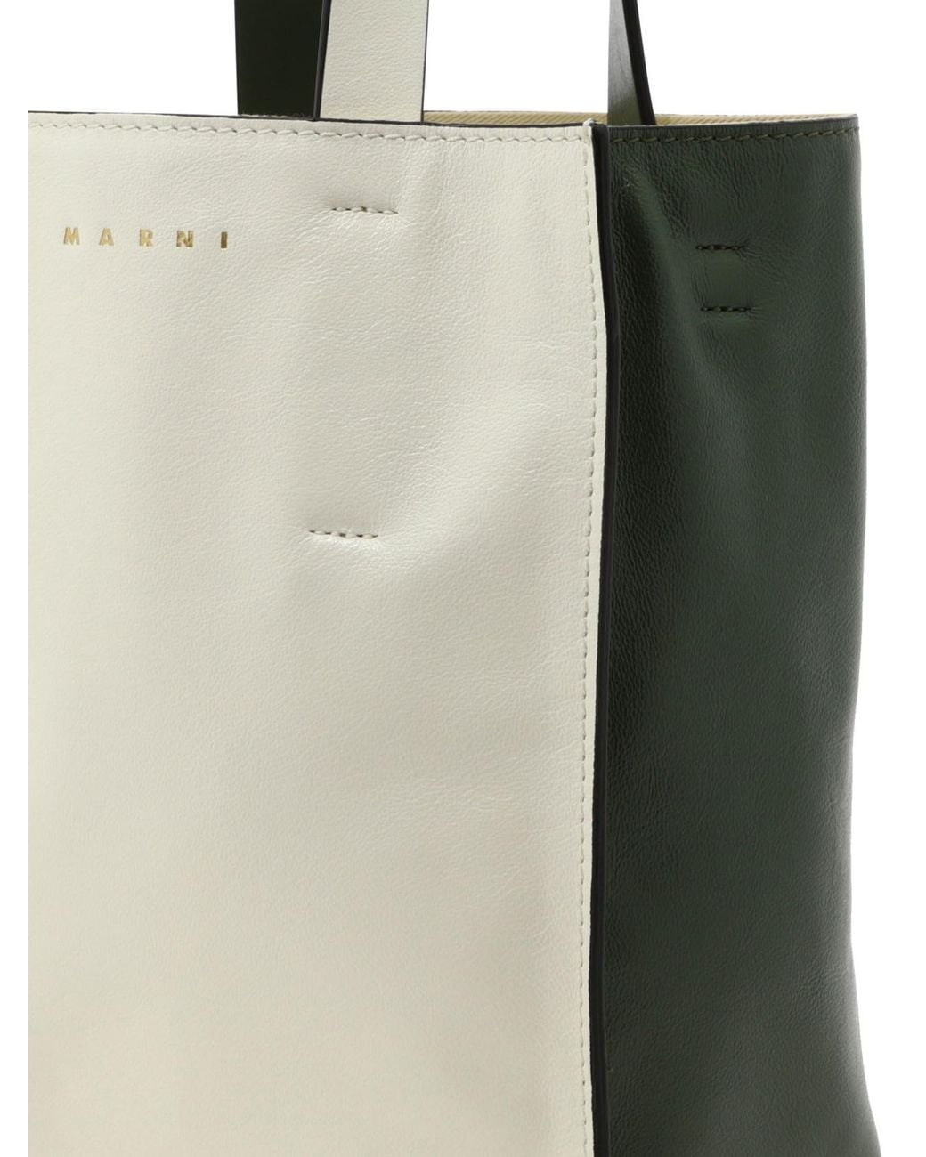Marni Natural Logo-Print Leather Tote Bag