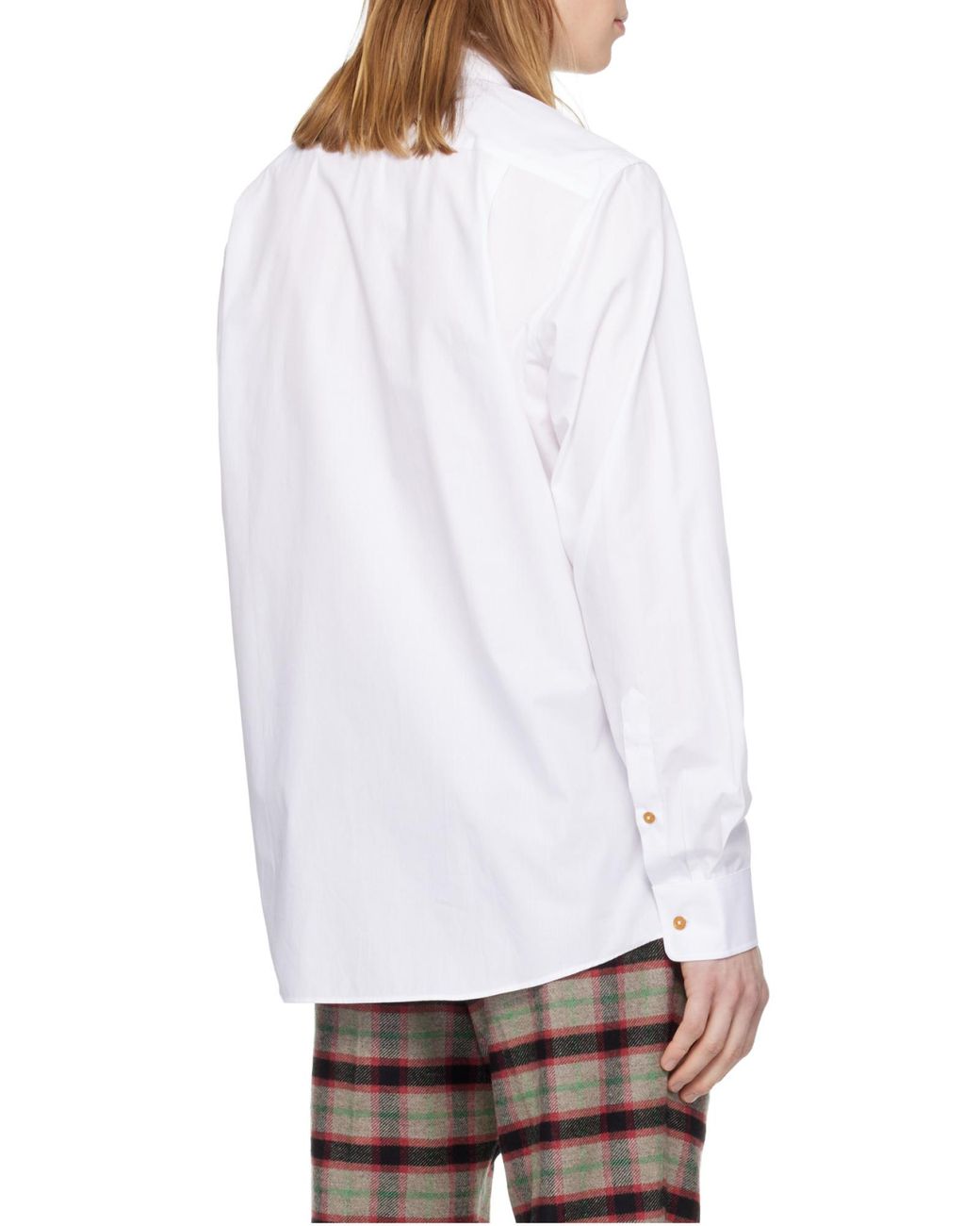 Vivienne Westwood White Orb Embroidered Long-Sleeved Shirt for men