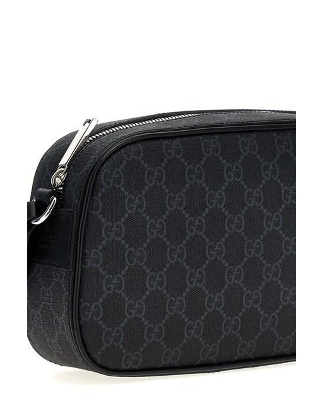 Gucci Black Gg Supreme Zipped Messenger Bag for men