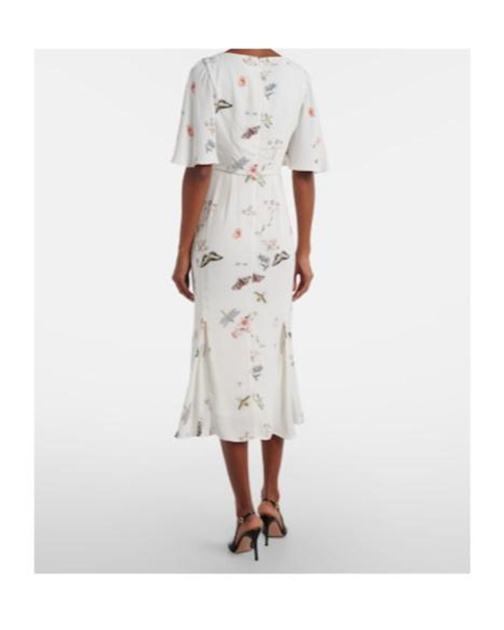 Erdem White Printed Crêpe Midi Dress