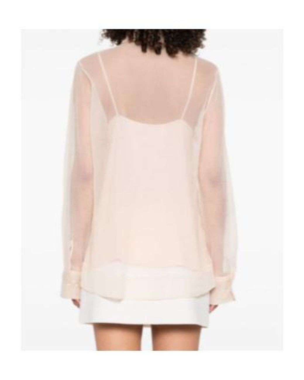Ermanno Scervino Natural Sheer Button-Up Shirt