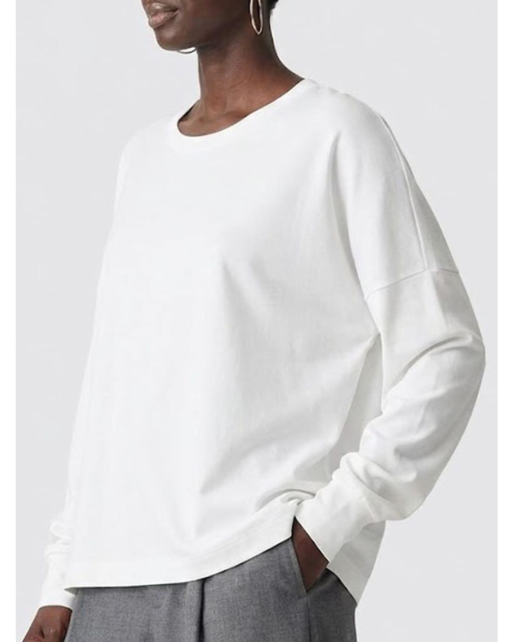 Studio Nicholson White Loop Long Sleeved Crewneck T-Shirt