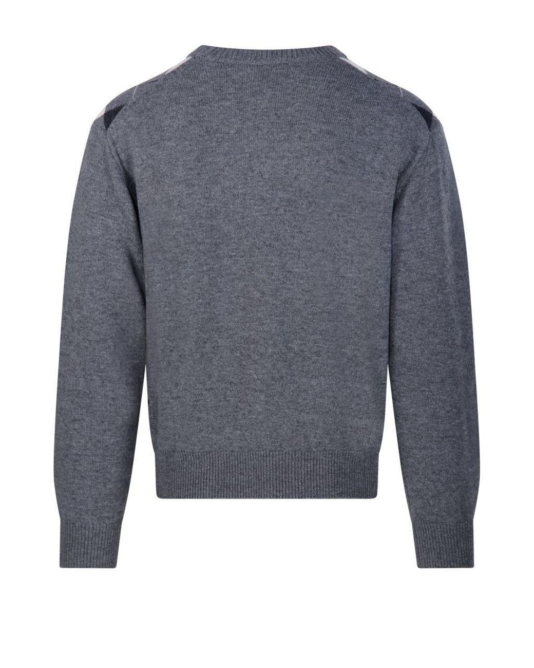 DUNST Blue Argyle Crew Neck Knitted Sweater for men