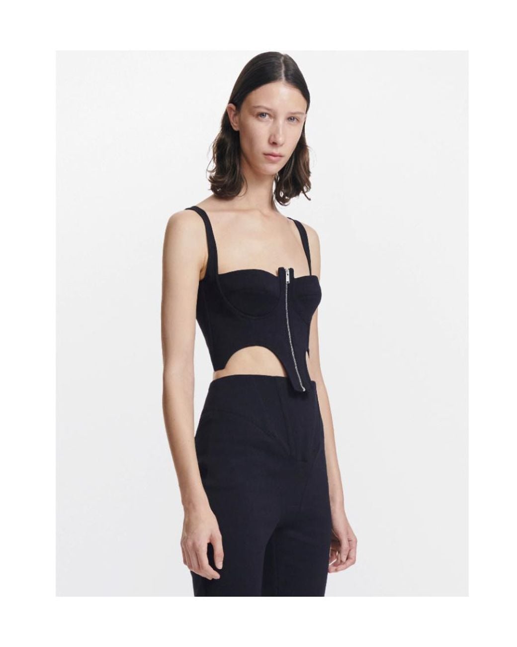 Dion Lee Black Zip-Front Bustier Top