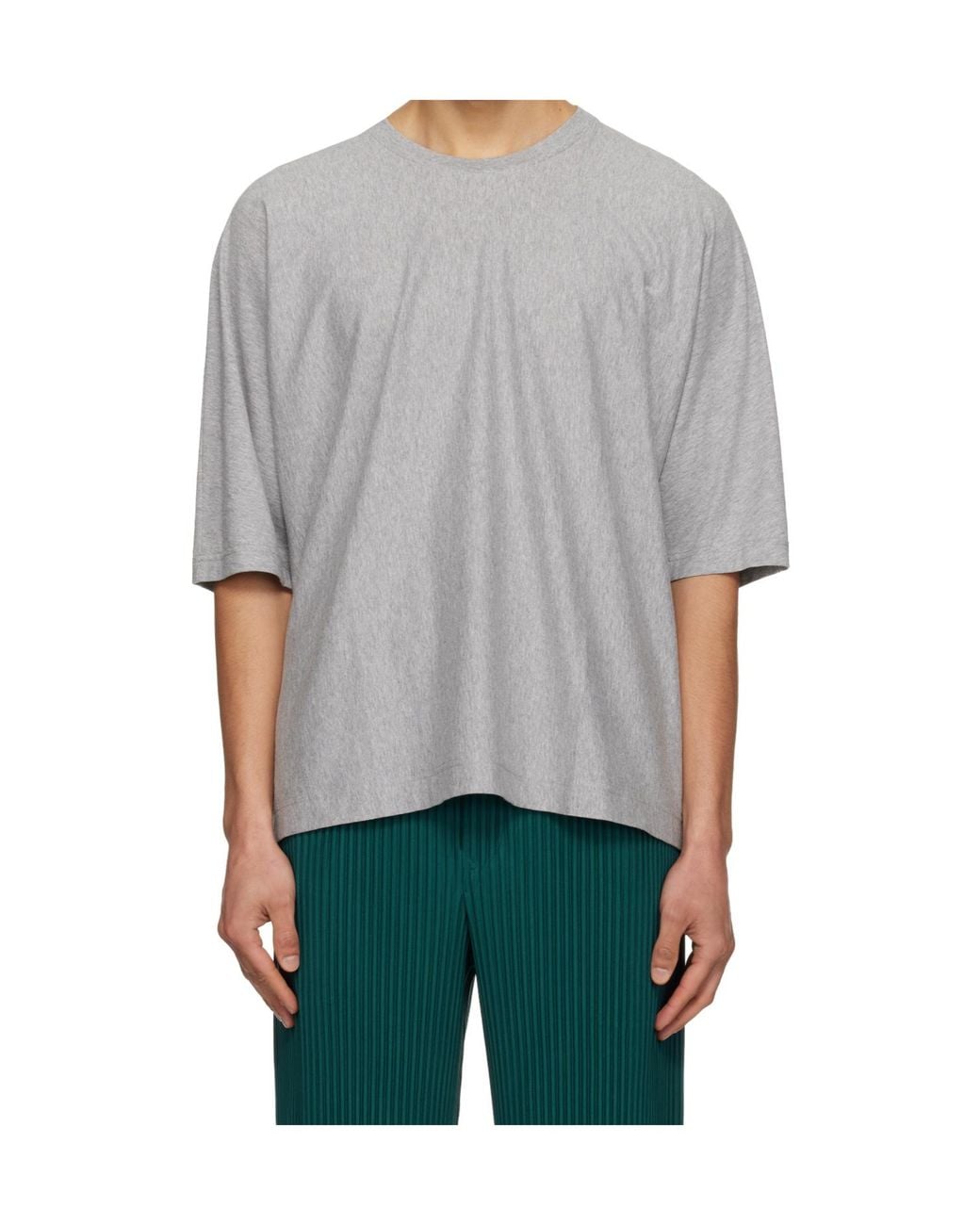 Homme Plissé Issey Miyake Gray Issey Miyake Oversized Short Sleeve T-Shirt for men