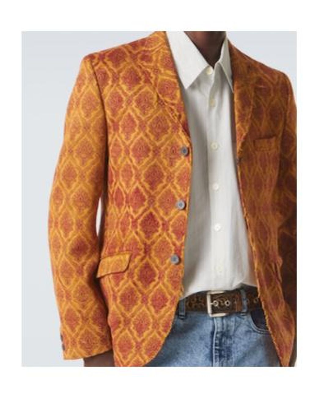 Junya Watanabe Orange Floral Single-Breasted Jacquard Blazer for men